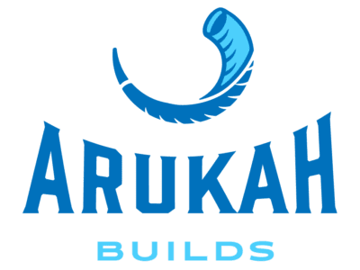 A logo of arukah builds